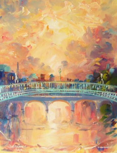 Painting titled "Hapenny Bridge Bron…" by Bill O'Brien, Original Artwork, Oil