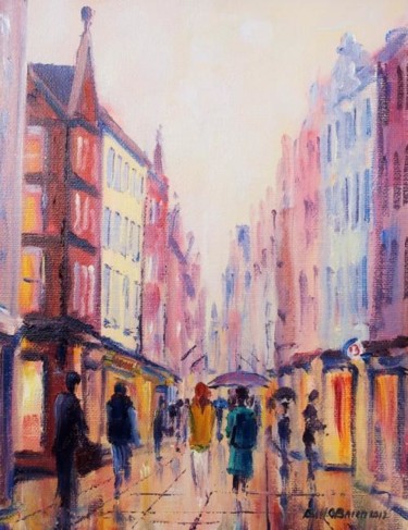Pintura intitulada "Grafton Street Uppe…" por Bill O'Brien, Obras de arte originais, Óleo