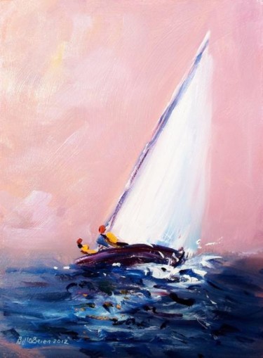 Painting titled "Yacht, end of Day" by Bill O'Brien, Original Artwork, Oil