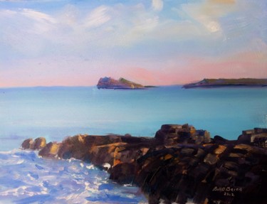 Pittura intitolato "Portmarnock Rocks" da Bill O'Brien, Opera d'arte originale, Olio