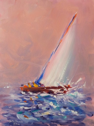 Peinture intitulée "Yacht, Heading S" par Bill O'Brien, Œuvre d'art originale, Huile