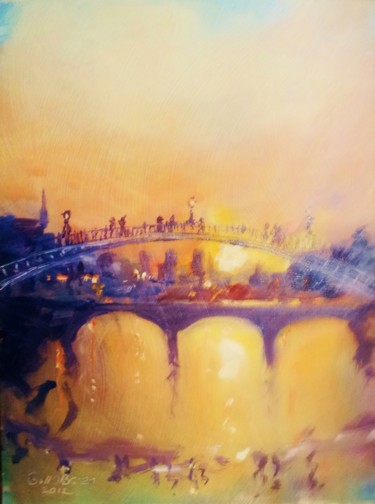Painting titled "Hapenny Bridge Adve…" by Bill O'Brien, Original Artwork, Oil