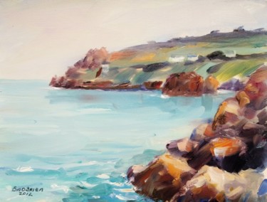 Ζωγραφική με τίτλο "Howth Rock, Balscad…" από Bill O'Brien, Αυθεντικά έργα τέχνης, Λάδι