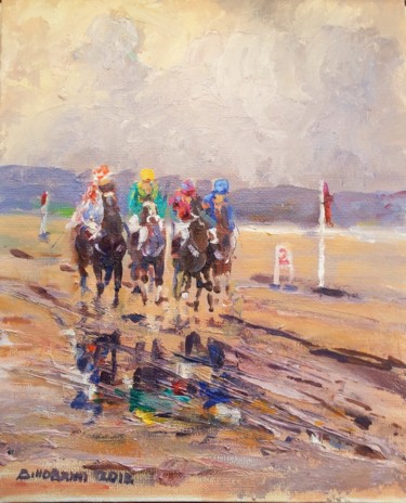 Peinture intitulée "Horse Racing, 2 Fur…" par Bill O'Brien, Œuvre d'art originale, Huile
