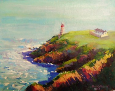 Painting titled "Bailey Lighthouse H…" by Bill O'Brien, Original Artwork, Oil