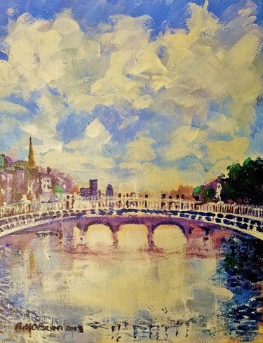 Pintura intitulada "Ha'penny Bridge Dub…" por Bill O'Brien, Obras de arte originais, Óleo