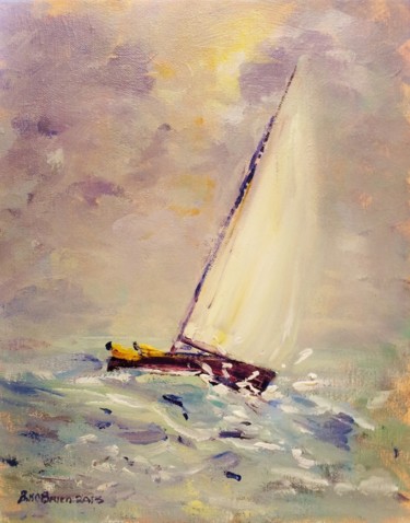 Painting titled "Yacht Tempest" by Bill O'Brien, Original Artwork, Oil