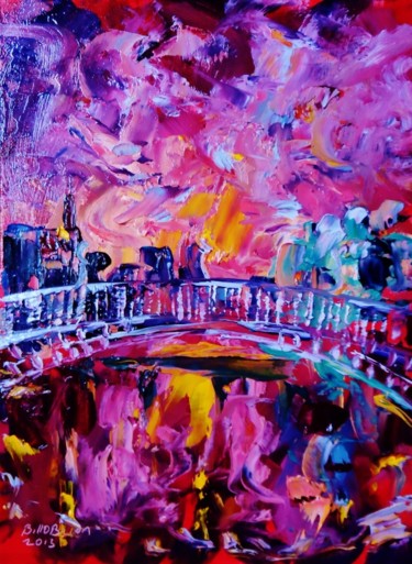 Malerei mit dem Titel "Hapenny Bridge Abst…" von Bill O'Brien, Original-Kunstwerk, Öl