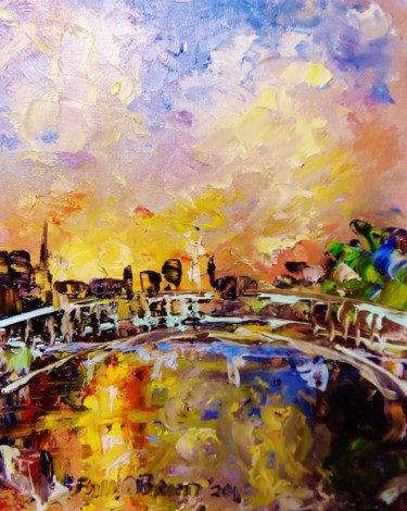 Malerei mit dem Titel "Hpenny Bridge Sprin…" von Bill O'Brien, Original-Kunstwerk, Öl