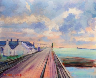 Painting titled "Dollymount Cottages…" by Bill O'Brien, Original Artwork, Oil