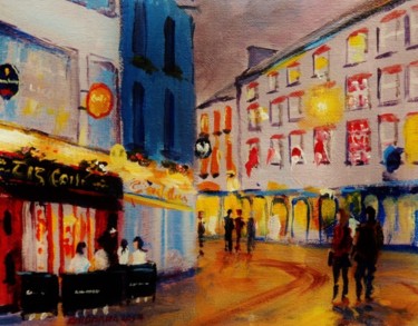 Painting titled "Galway Street Scene…" by Bill O'Brien, Original Artwork, Oil