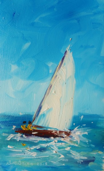 Peinture intitulée "Yacht Persevere" par Bill O'Brien, Œuvre d'art originale, Huile