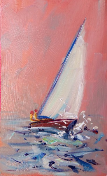 Malerei mit dem Titel "Yacht Twilight." von Bill O'Brien, Original-Kunstwerk, Öl