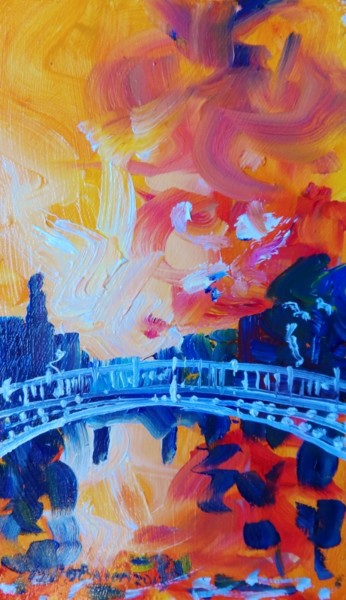 Peinture intitulée "Hapenny Bridge Ambe…" par Bill O'Brien, Œuvre d'art originale, Huile