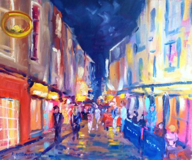 Pintura intitulada "Galway Street Night" por Bill O'Brien, Obras de arte originais, Óleo