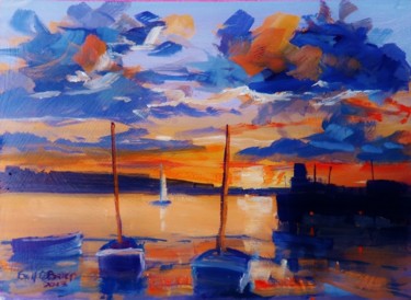 Malerei mit dem Titel "Skerries Harbour  S…" von Bill O'Brien, Original-Kunstwerk, Öl
