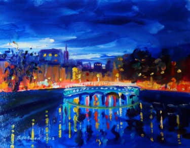 Pittura intitolato "Liffey Dublin Winte…" da Bill O'Brien, Opera d'arte originale, Olio