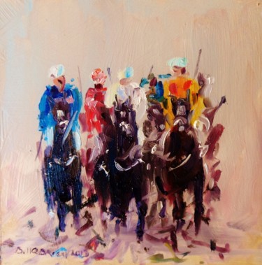 Peinture intitulée "Horse Racing, into…" par Bill O'Brien, Œuvre d'art originale