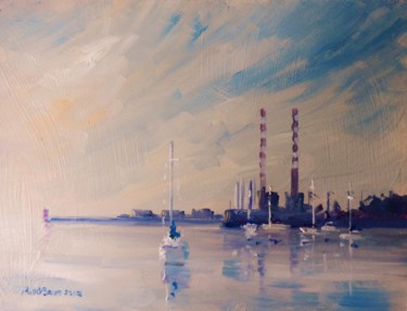 Malerei mit dem Titel "Dublin Bay Clontarf…" von Bill O'Brien, Original-Kunstwerk, Öl