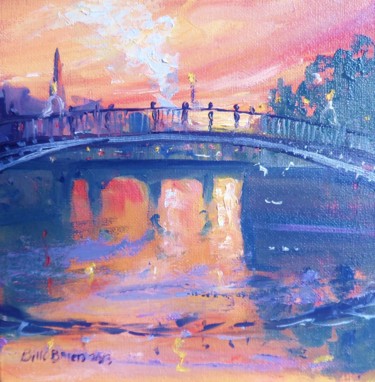 Peinture intitulée "Liffey Dublin, As T…" par Bill O'Brien, Œuvre d'art originale, Huile