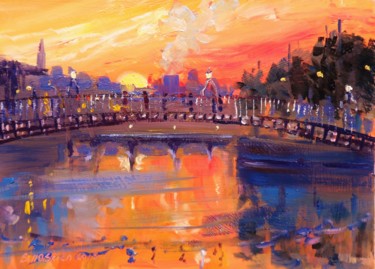 Painting titled "Hapenny Bridge, Rar…" by Bill O'Brien, Original Artwork