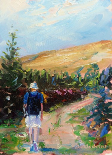 Schilderij getiteld "Hill Walking Wicklow" door Bill O'Brien, Origineel Kunstwerk