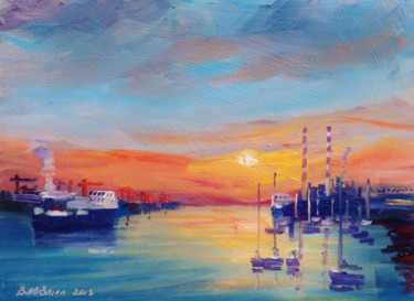 Painting titled "Dublin Port from Ea…" by Bill O'Brien, Original Artwork, Oil