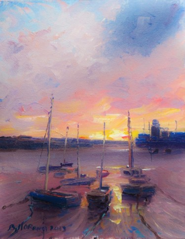 Painting titled "Skerries Harbour La…" by Bill O'Brien, Original Artwork, Oil