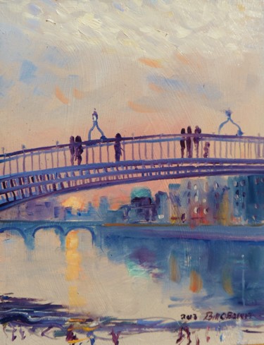 "Hapenny Bridge Sett…" başlıklı Tablo Bill O'Brien tarafından, Orijinal sanat, Petrol