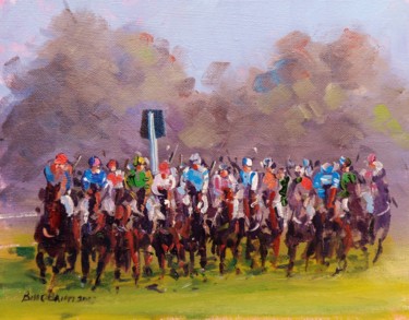 Painting titled "Horse Racing, the F…" by Bill O'Brien, Original Artwork, Oil
