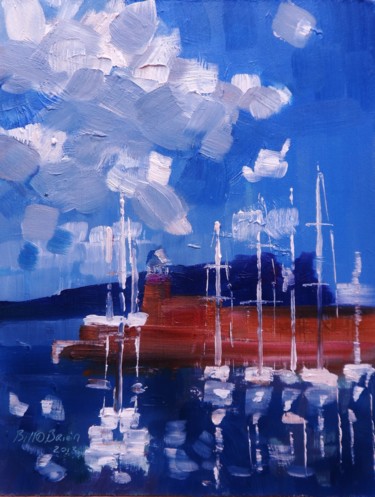 Pintura intitulada "Howth Harbour Fresh…" por Bill O'Brien, Obras de arte originais, Óleo