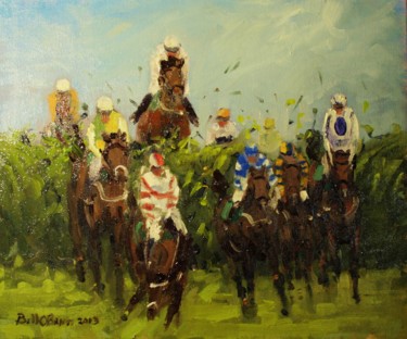 Peinture intitulée "Horse Racing, Going…" par Bill O'Brien, Œuvre d'art originale, Huile