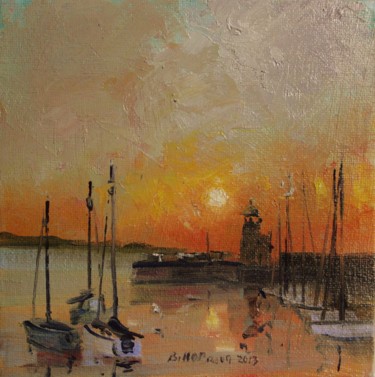 "Howth Harbour Dusk" başlıklı Tablo Bill O'Brien tarafından, Orijinal sanat, Petrol