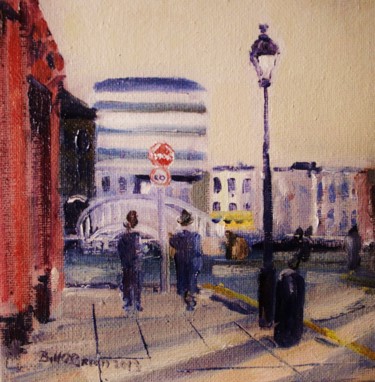 Pintura intitulada "Liffey Street Eveni…" por Bill O'Brien, Obras de arte originais, Óleo