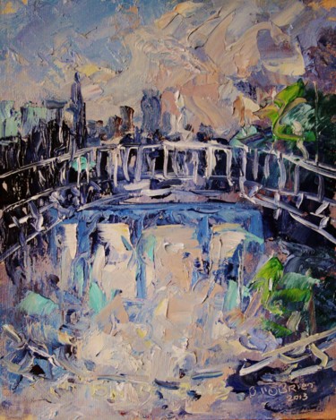 Pintura intitulada "Hapenny Bridge Wint…" por Bill O'Brien, Obras de arte originais