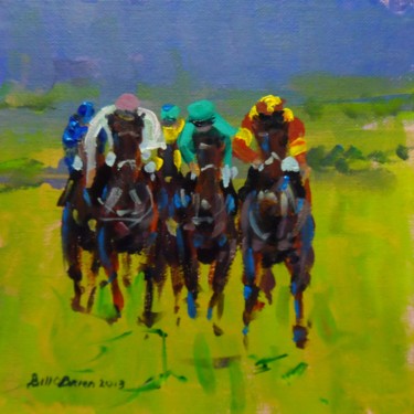 Pittura intitolato "HorseRacing, up the…" da Bill O'Brien, Opera d'arte originale, Olio