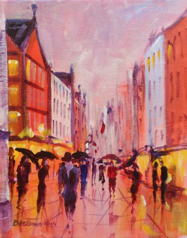 Painting titled "Grafton Street Bust…" by Bill O'Brien, Original Artwork, Oil