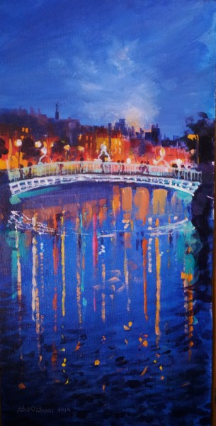 Painting titled "Hapenny Bridge High…" by Bill O'Brien, Original Artwork, Oil