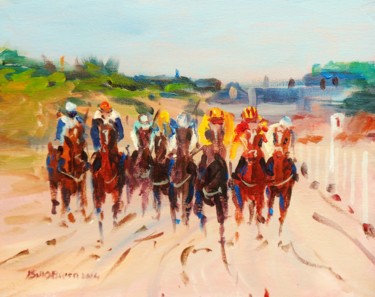 Painting titled "Horse Racing, Layto…" by Bill O'Brien, Original Artwork, Oil