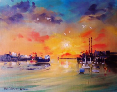 Pintura titulada "Dublin Port Summer…" por Bill O'Brien, Obra de arte original, Oleo