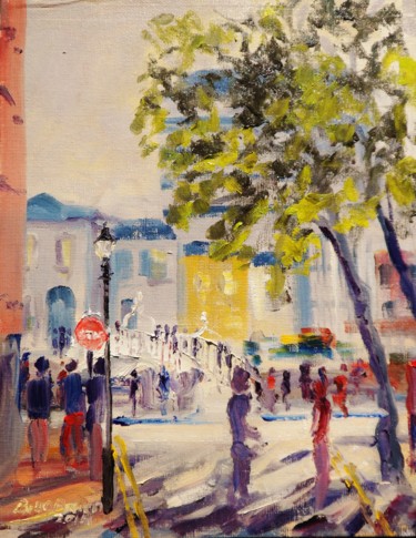 Painting titled "Hapenny Bridge Liff…" by Bill O'Brien, Original Artwork, Oil