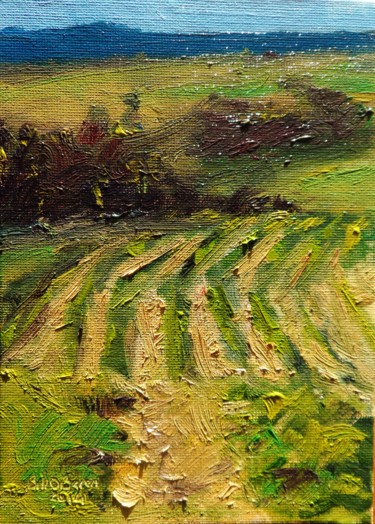 Peinture intitulée "Green Fields" par Bill O'Brien, Œuvre d'art originale, Huile