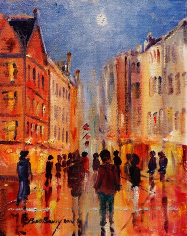 Pintura intitulada "Grafton Street, The…" por Bill O'Brien, Obras de arte originais, Óleo