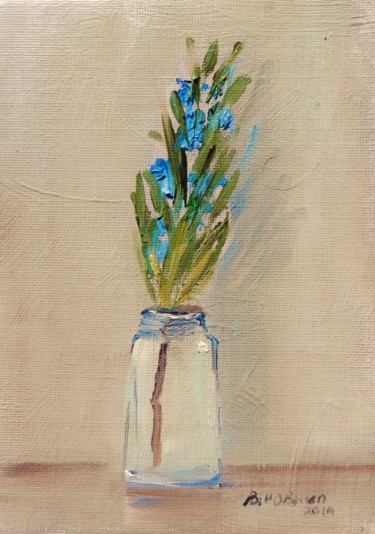 Картина под названием "Flowering Rosemary…" - Bill O'Brien, Подлинное произведение искусства, Масло