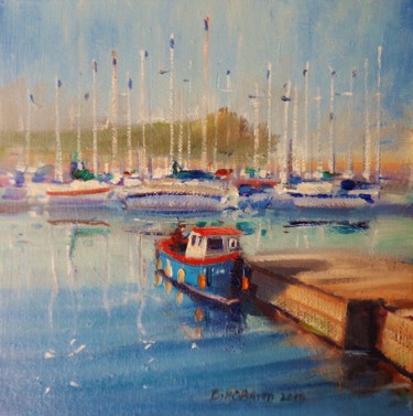 Painting titled "Howth Harbour, Isla…" by Bill O'Brien, Original Artwork, Oil