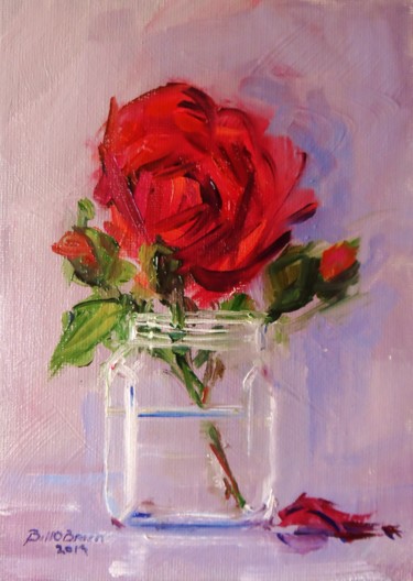 Painting titled "Rose Buddies in a J…" by Bill O'Brien, Original Artwork, Oil