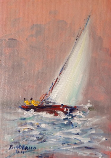 Painting titled "Yacht, Home Run." by Bill O'Brien, Original Artwork, Oil