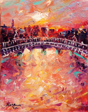 Pintura intitulada "Hapenny Bridge Impa…" por Bill O'Brien, Obras de arte originais, Óleo