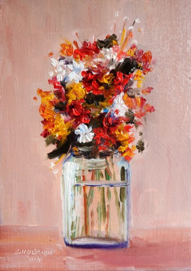 Painting titled "Mini Bouquet in a J…" by Bill O'Brien, Original Artwork, Oil