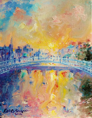 Painting titled "Hapenny Bridge Liff…" by Bill O'Brien, Original Artwork, Oil